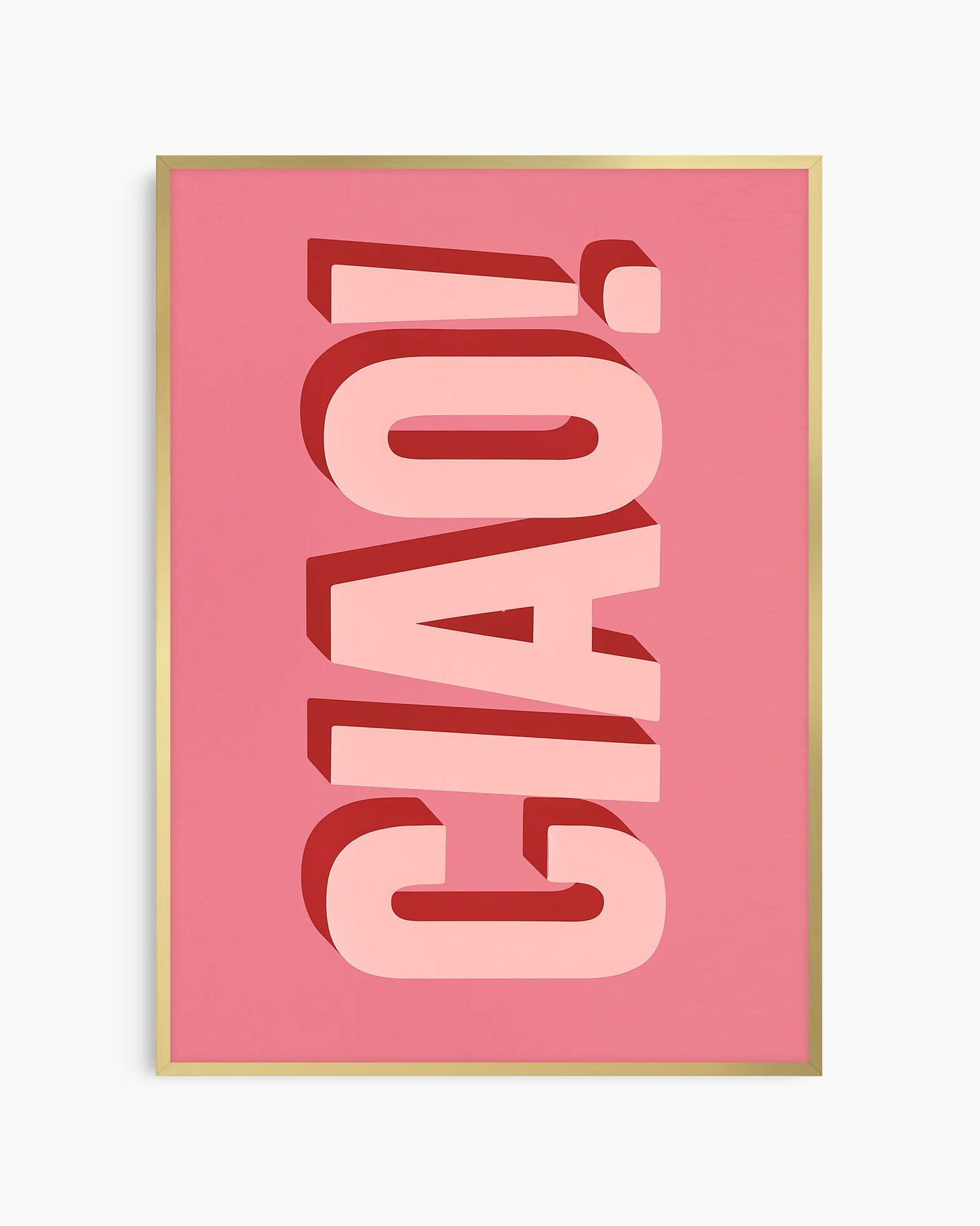 Children's poster with the text 'CIAO!' on a pink background framed in a golden frame.