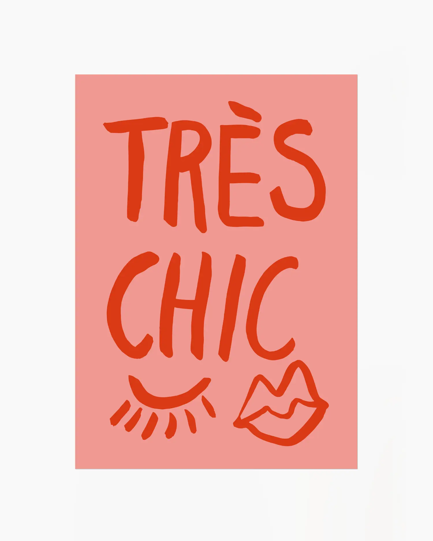 Warm, minimalist wall art in pastel red tones on a pastel red background.