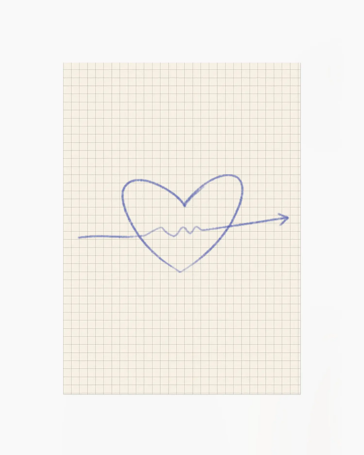 Heart shape with a wavy line on grid paper