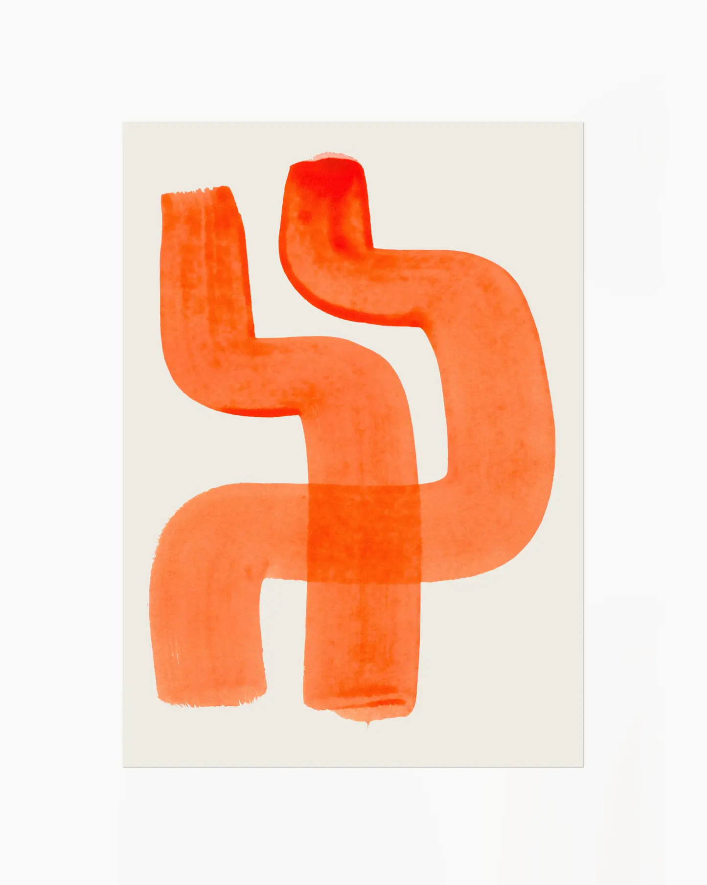 Abstract orange artwork on a beige background