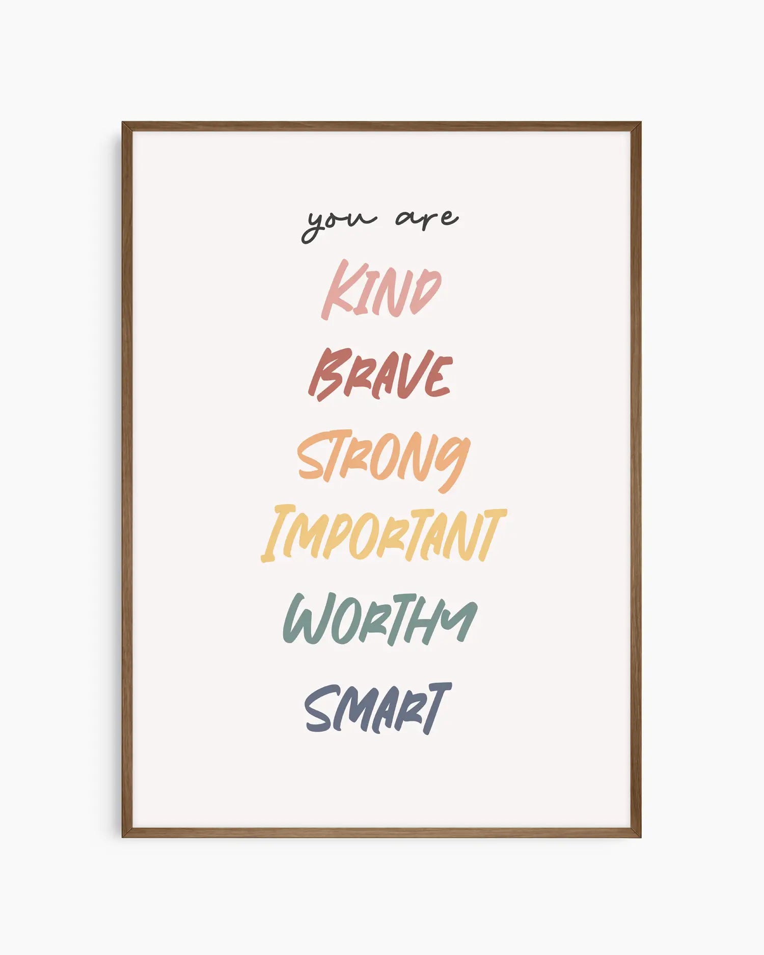 Framed motivational poster with positive affirmations on a white background