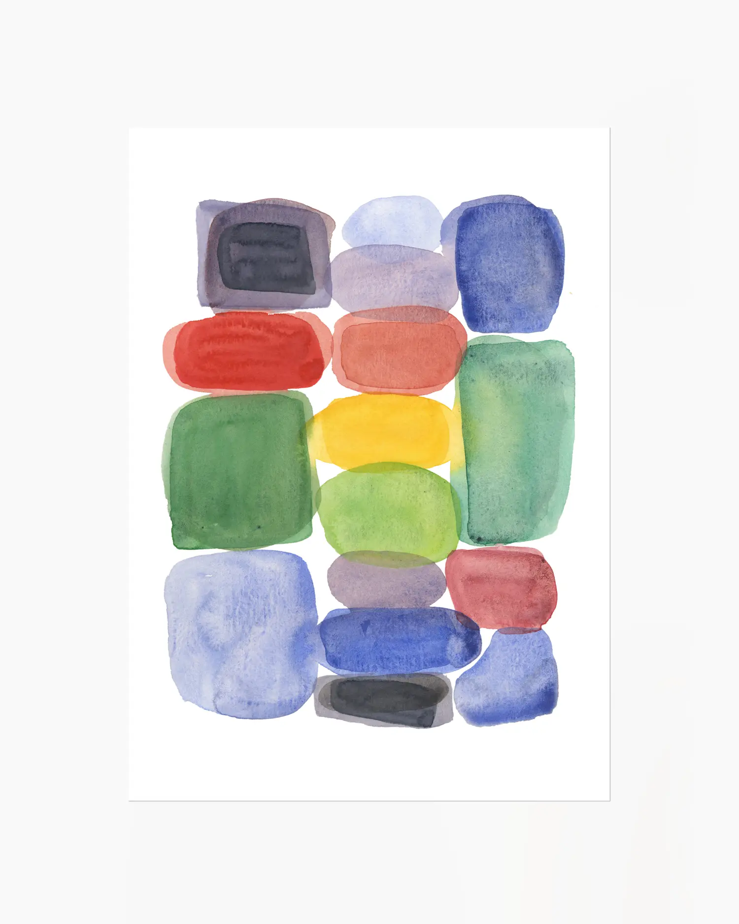 Collection of colorful watercolor squares on a white background