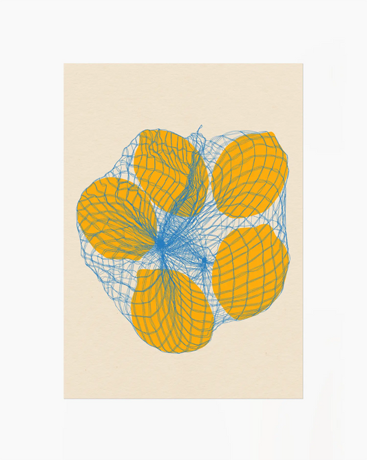 Illustration of Lemons in a Net Bag