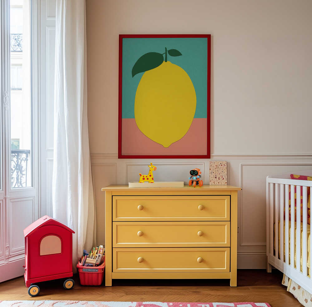 Zitrone mit Zwei Blättern Poster