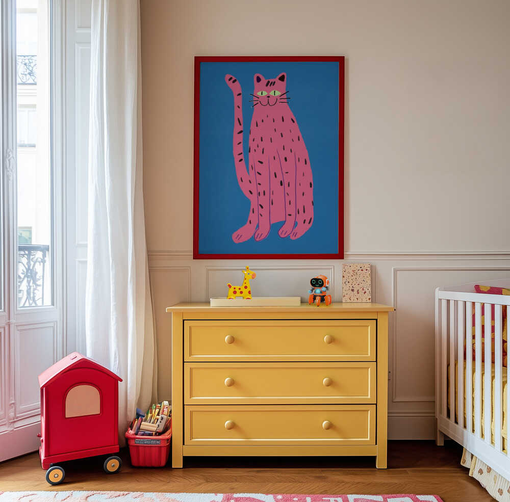 Verspielte Katze Pink Poster