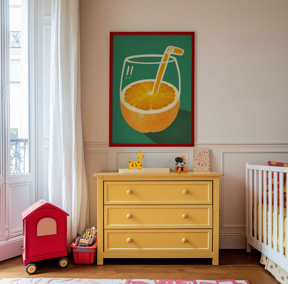 Lebendiger Orangen Drink Poster