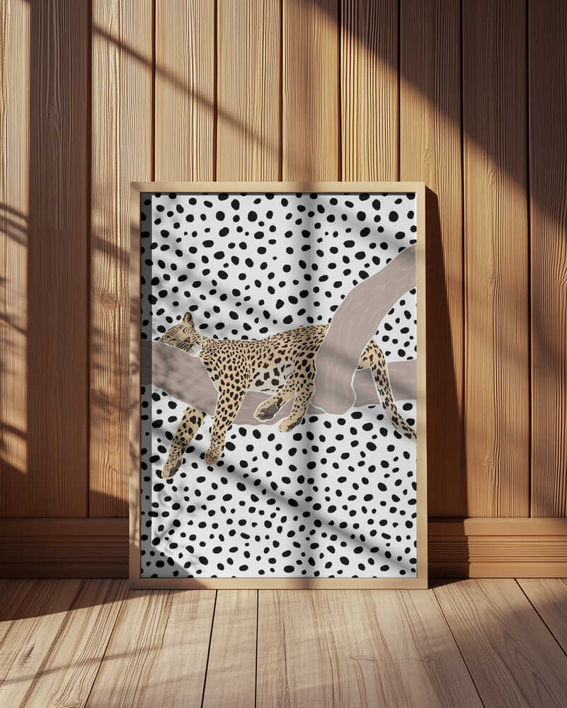 Leopard schläft auf Punkten Poster
