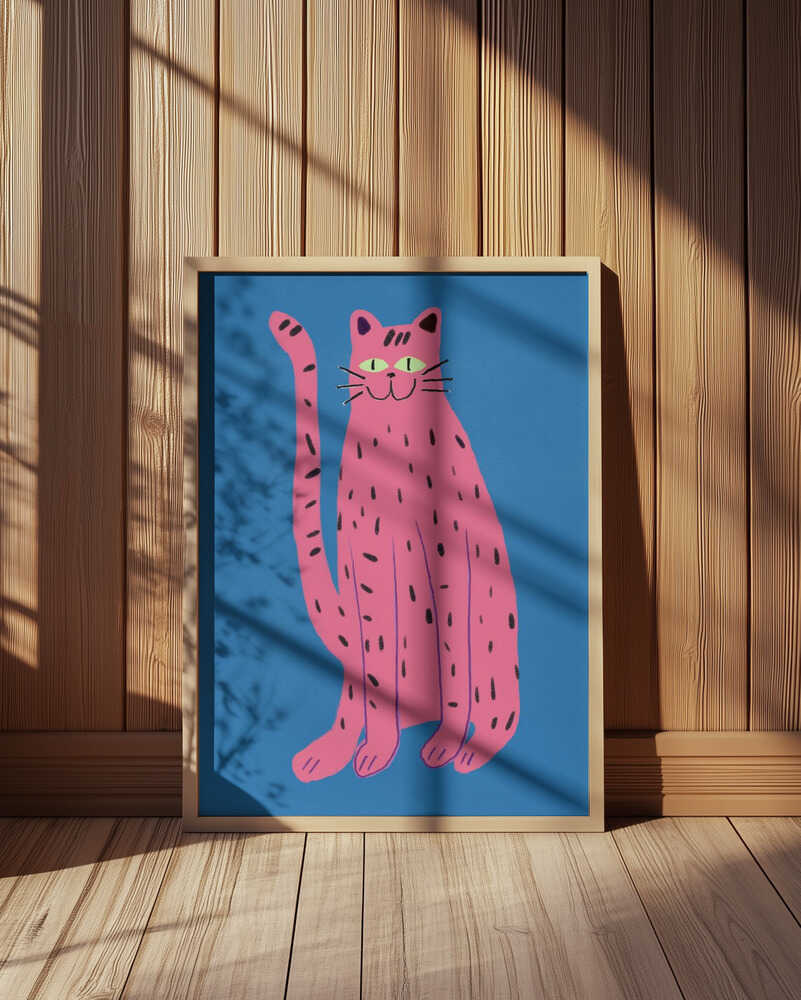 Verspielte Katze Pink Poster