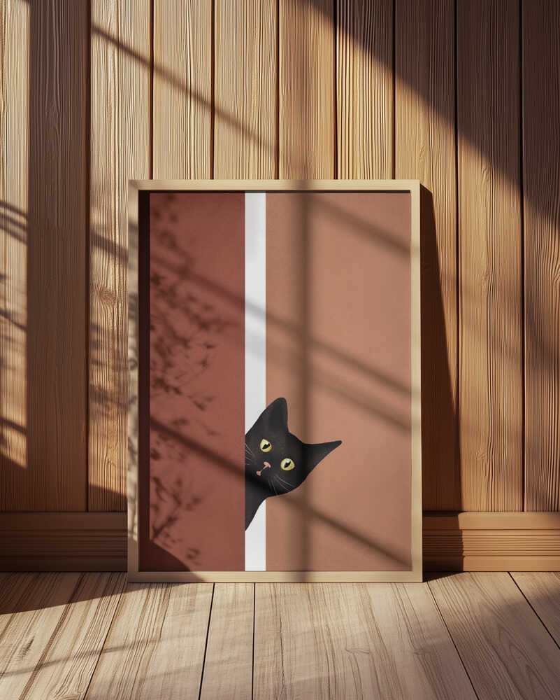 Neugierige Schwarze Katze Poster