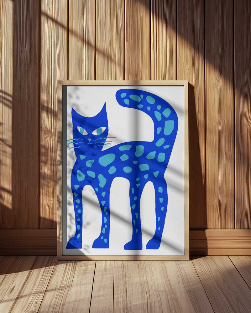 Große Leuchtend Blaue Katze Poster