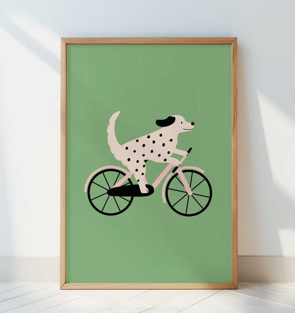 Hund auf dem Fahrrad Poster