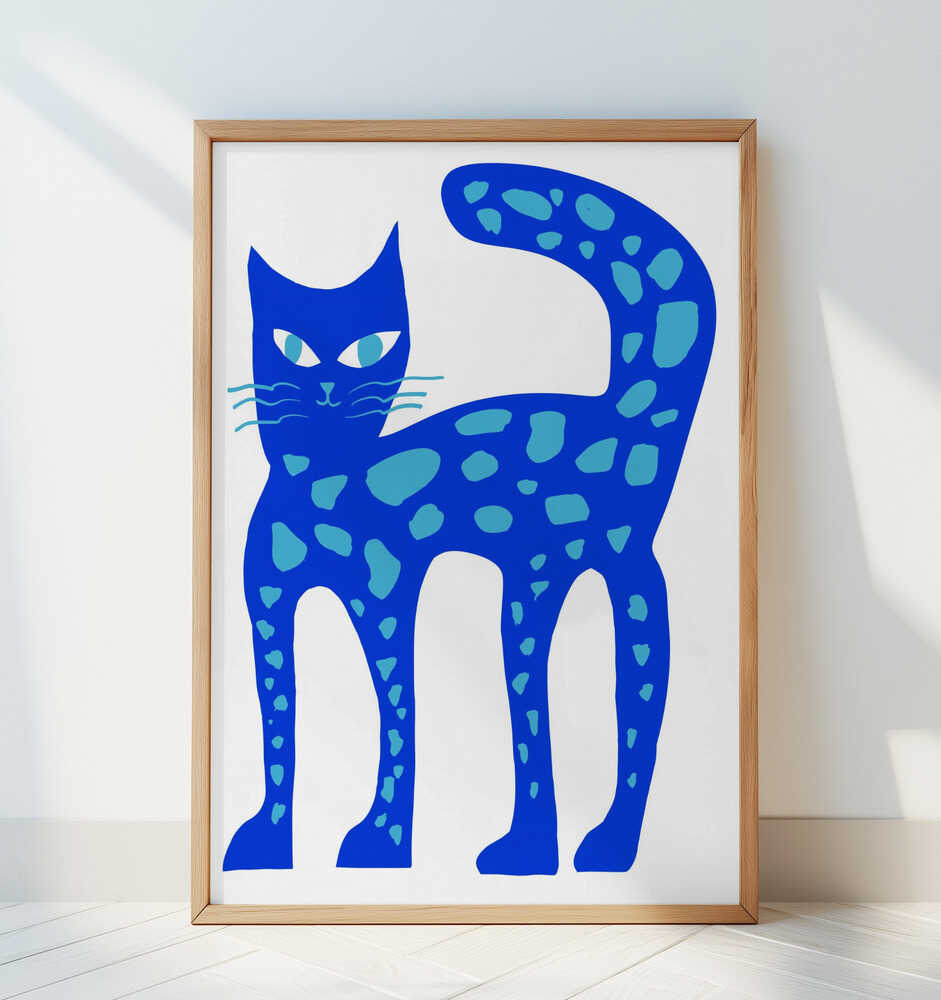 Große Leuchtend Blaue Katze Poster