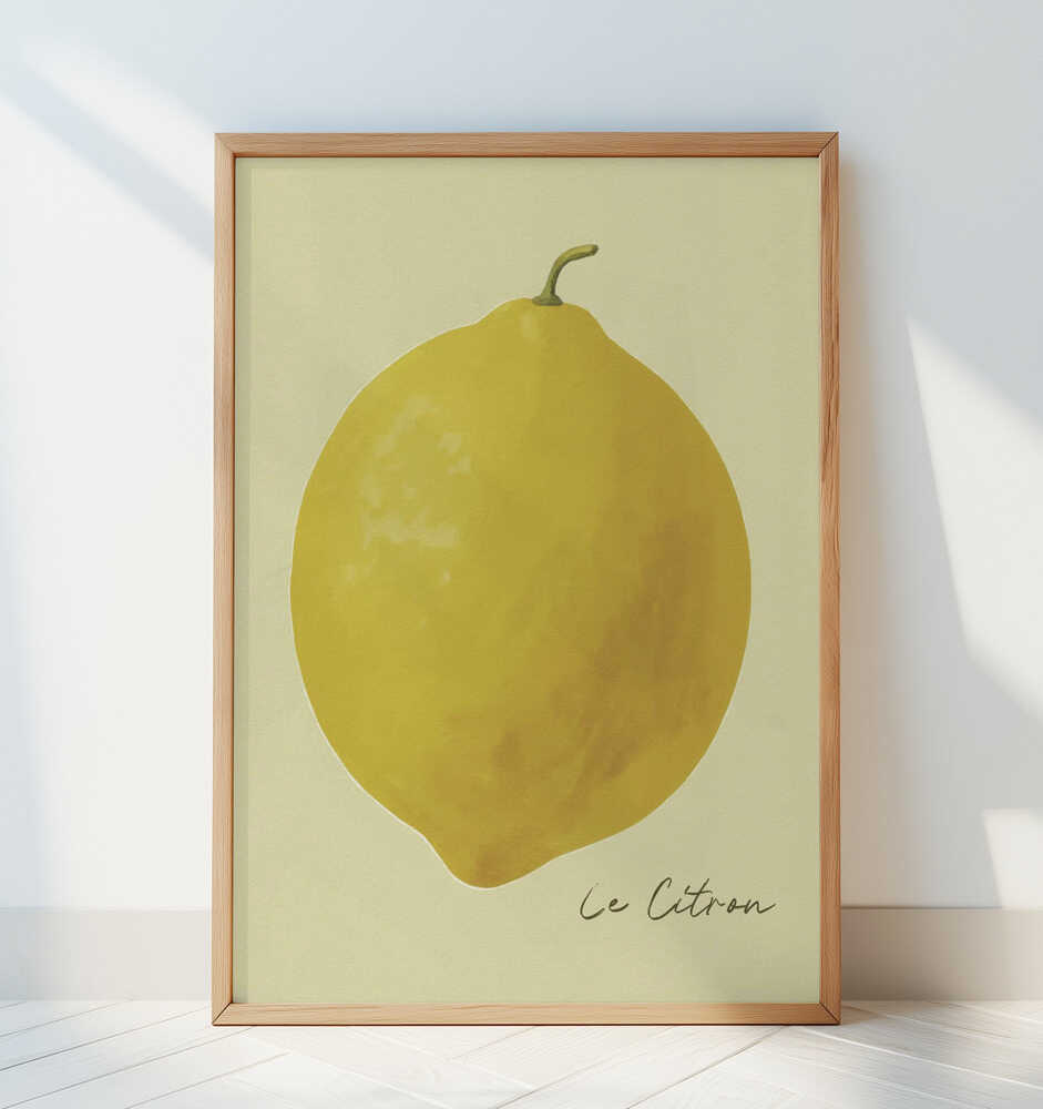 'Le citron' yellow nursery poster against a white wall