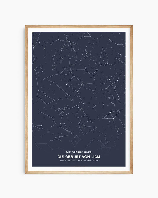 Sternposter, das den Himmel an deinem besonderen Tag festhält