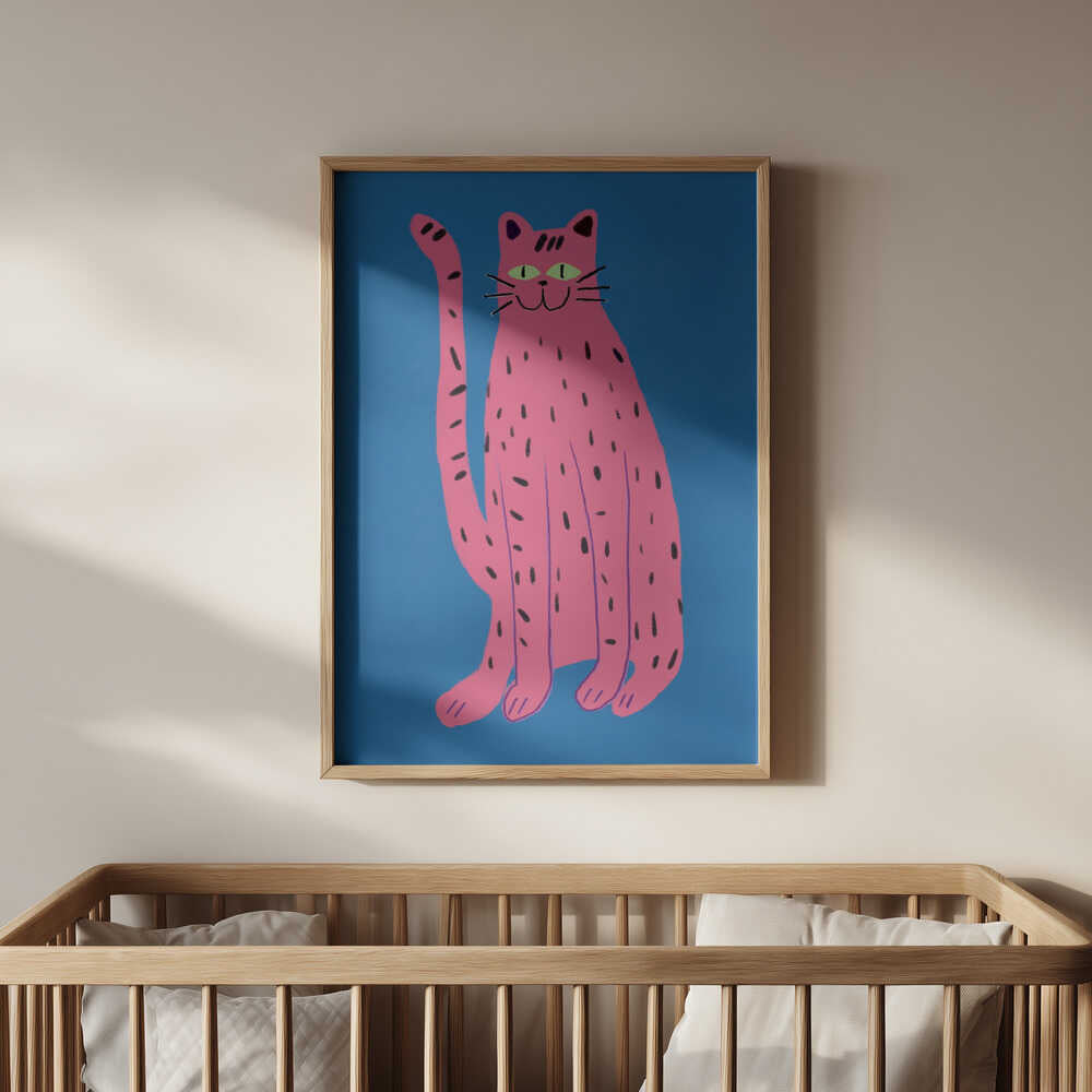 Verspielte Katze Pink Poster