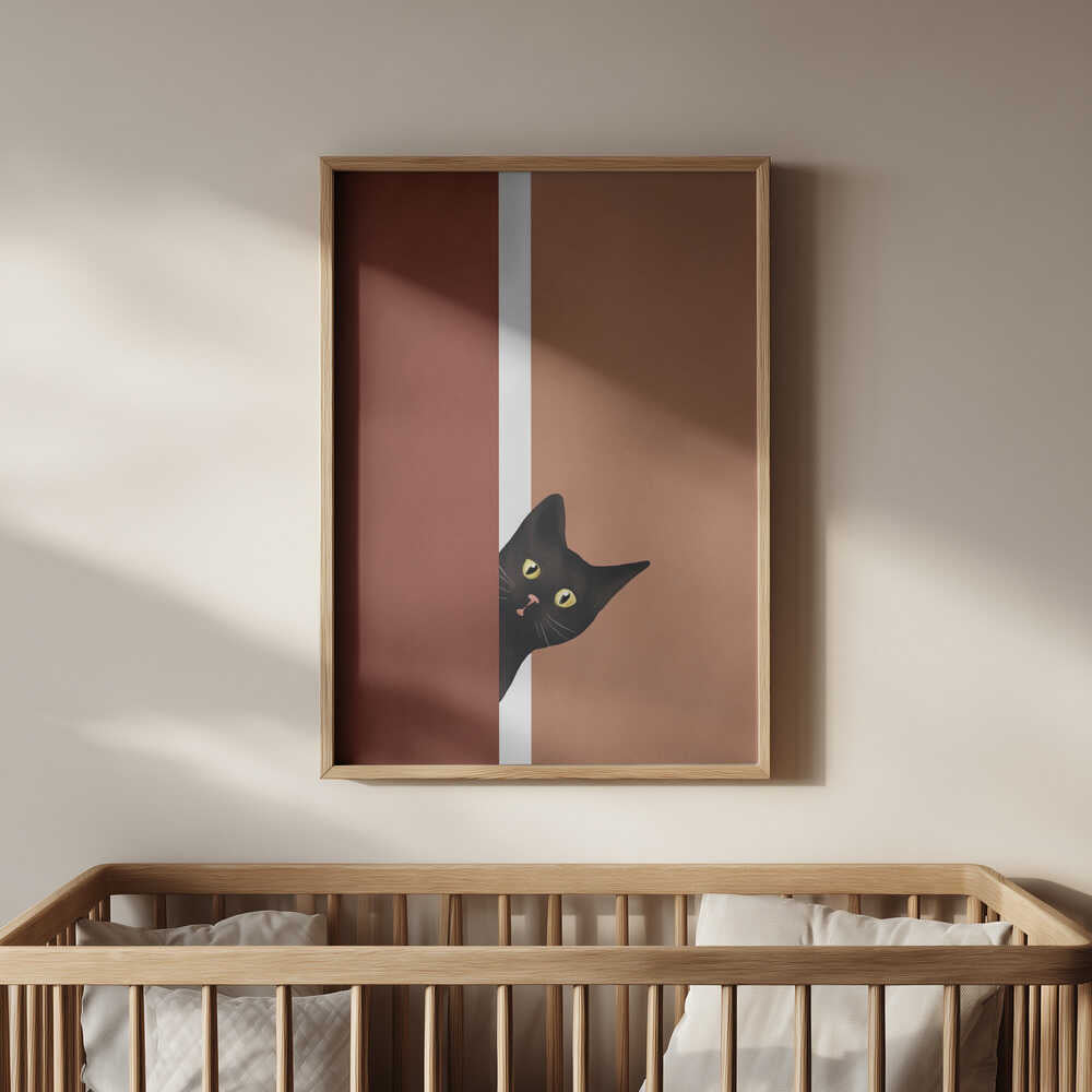 Neugierige Schwarze Katze Poster