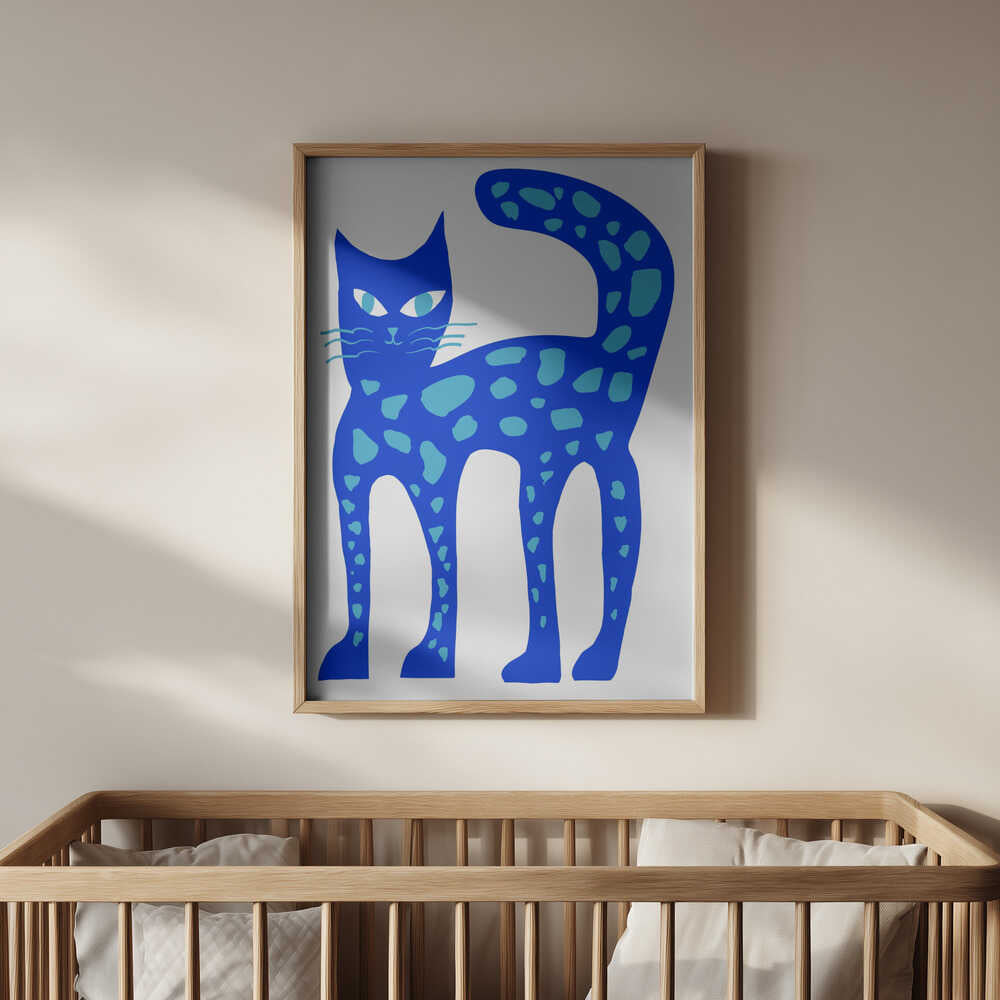 Große Leuchtend Blaue Katze Poster