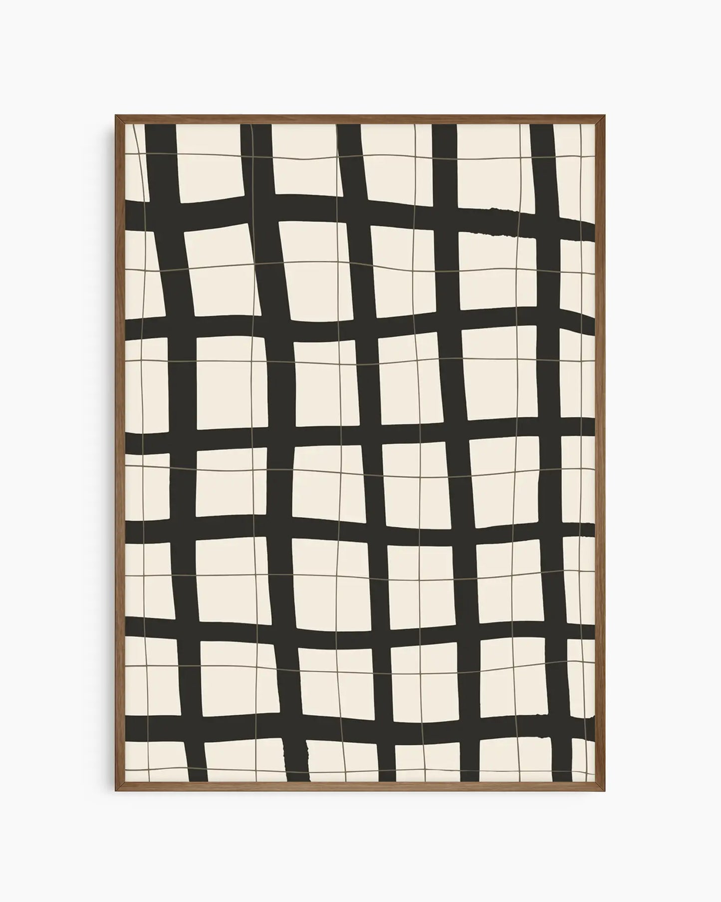 Warm, minimalist wall art in light gray tones on a light gray background, shown in a dark oak frame.