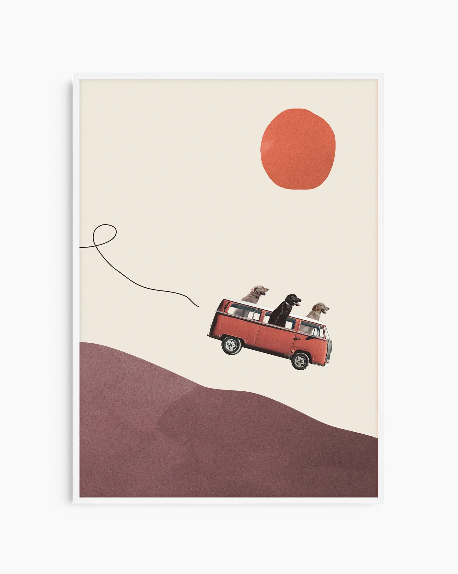 Warm, minimalist wall art in light gray tones on a light gray background, shown in a white frame.