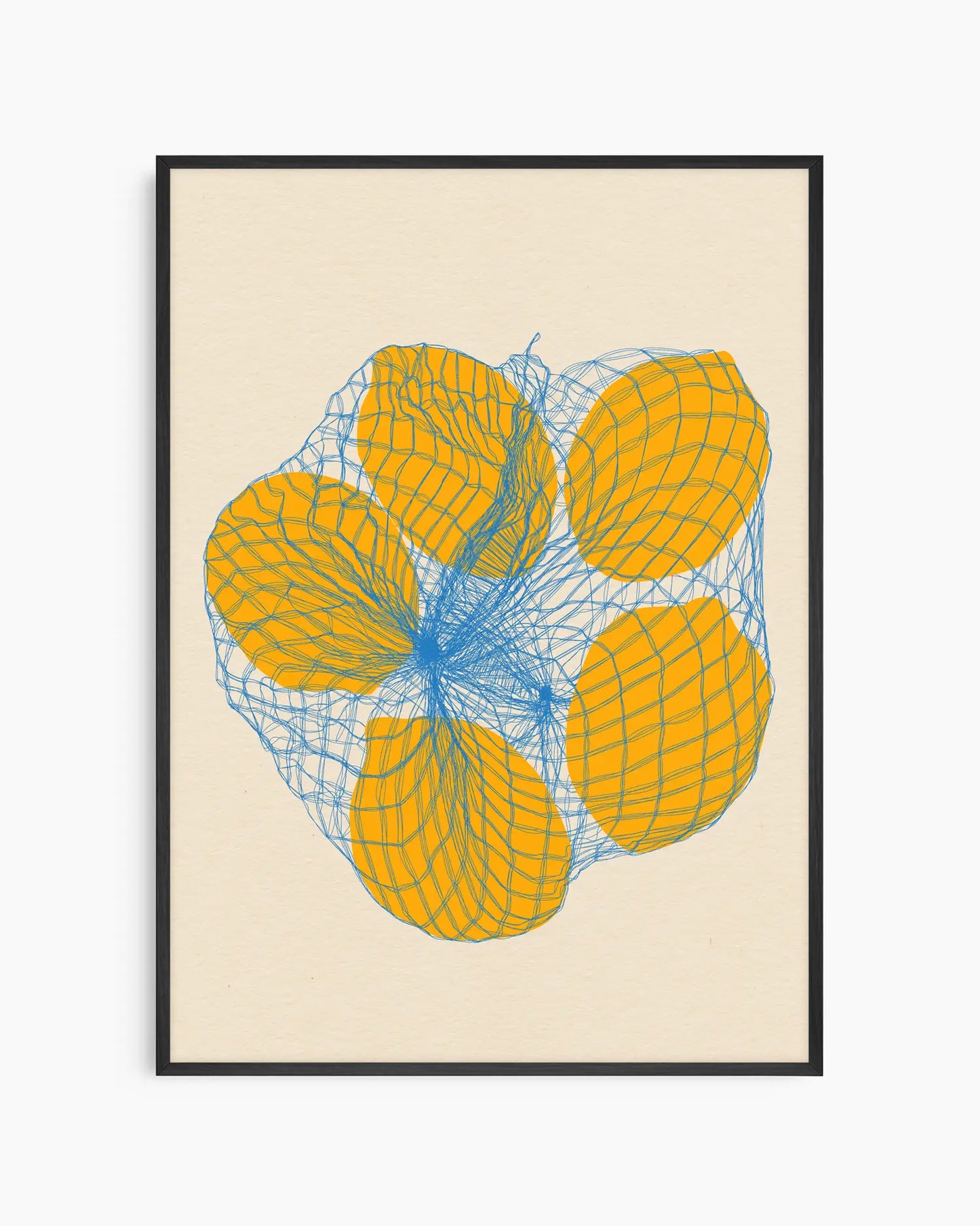 Framed Illustration of Lemons in a Net Bag