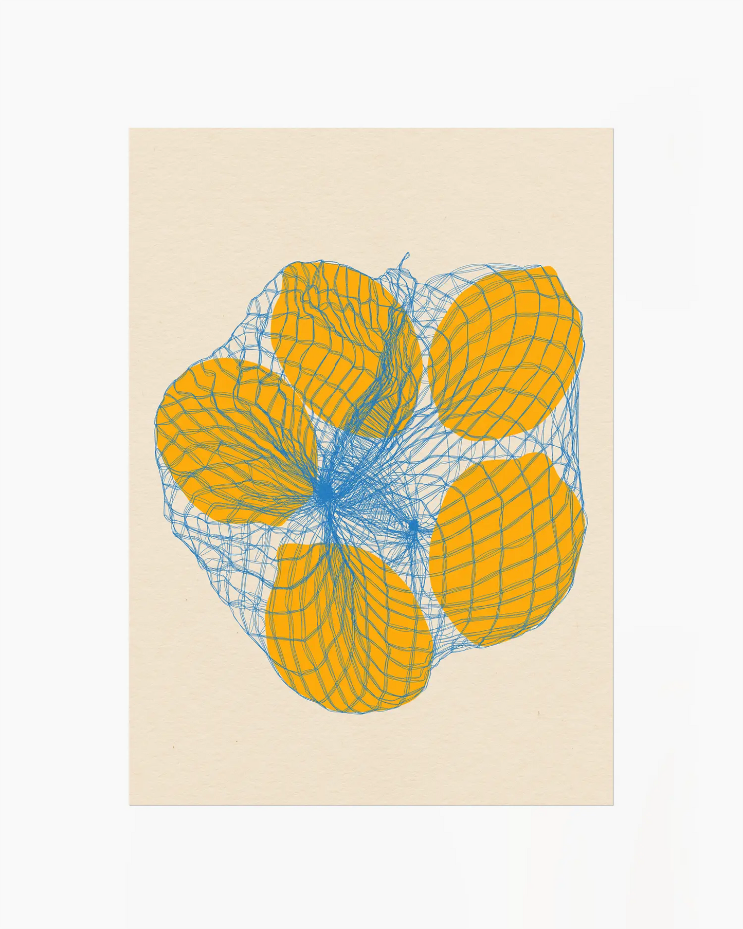 Illustration of Lemons in a Net Bag