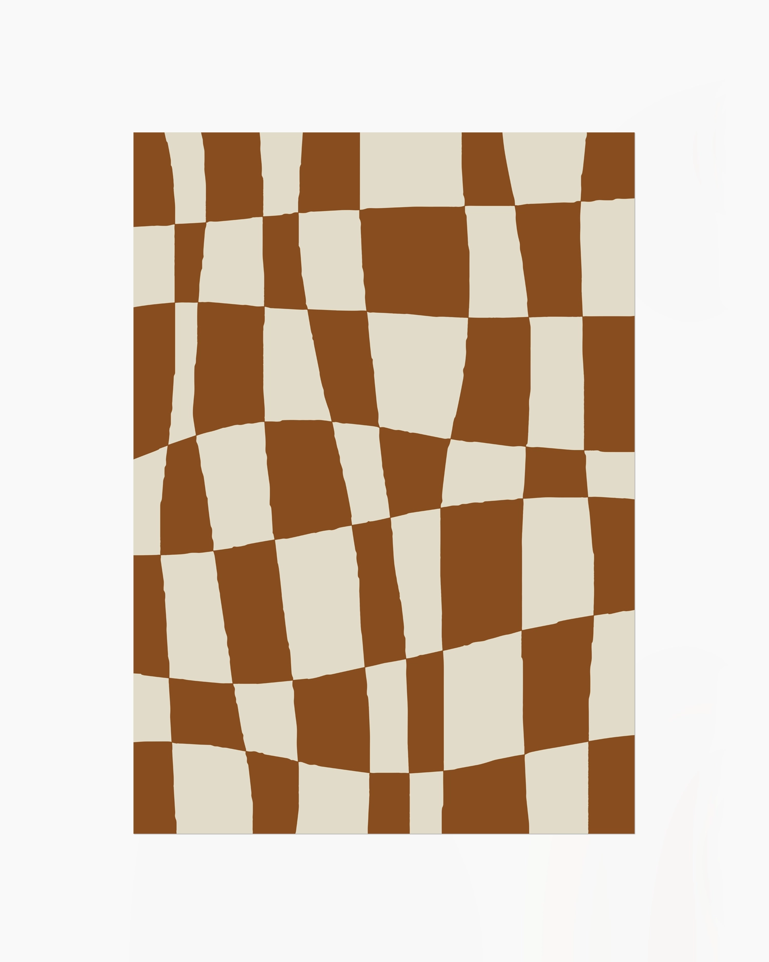 Checkered pattern with brown and beige squares on a white background