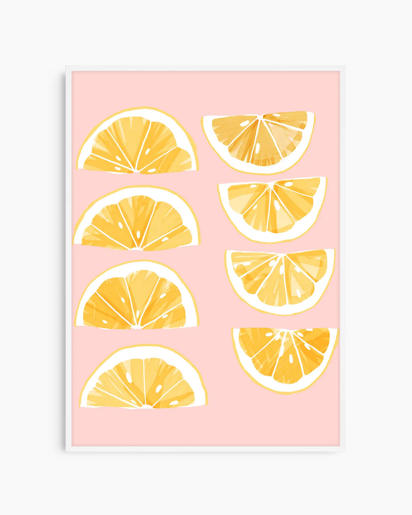 Poster with lemon slices on a pink background