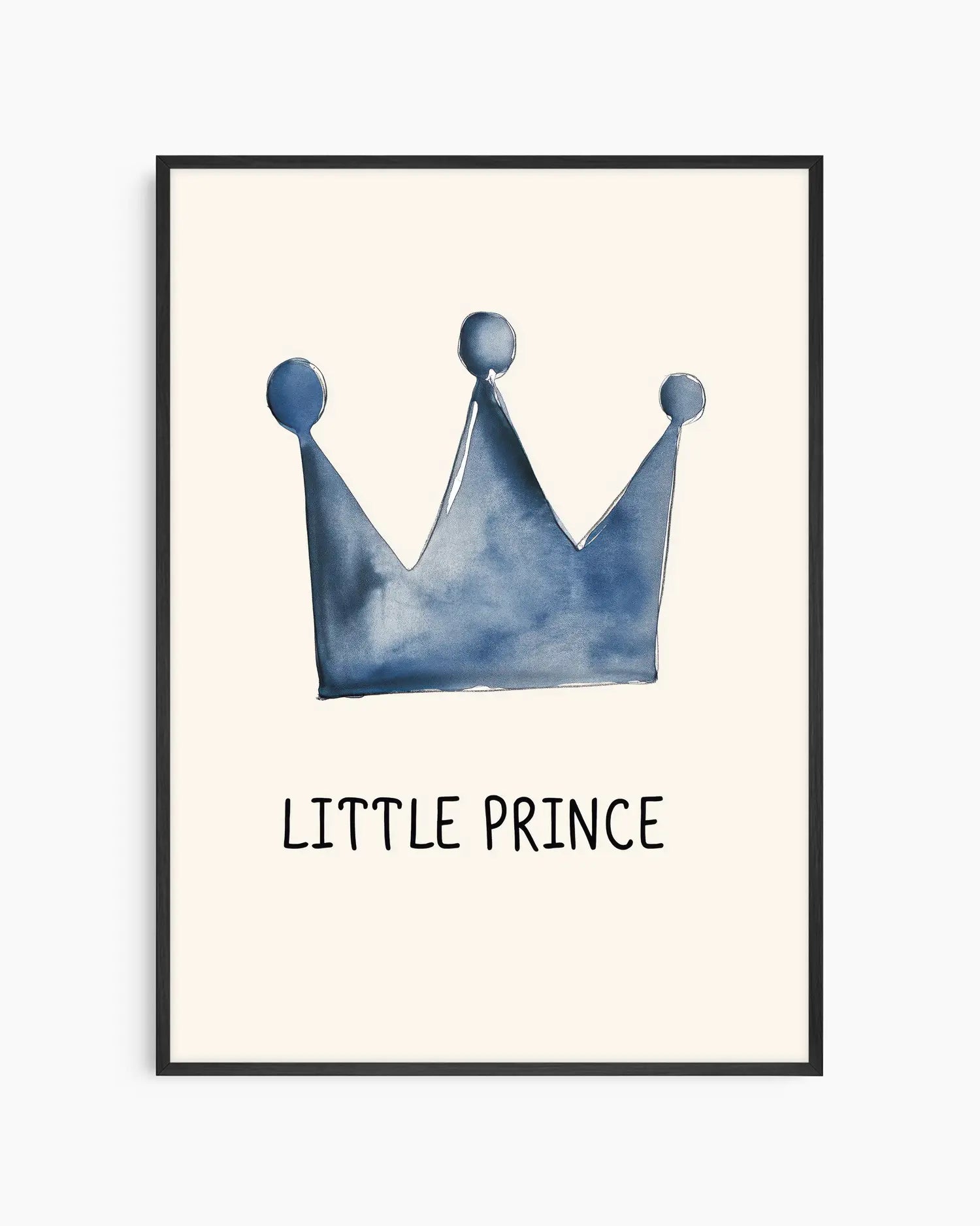 Framed artwork with a blue crown and 'Little Prince' text on a white background
