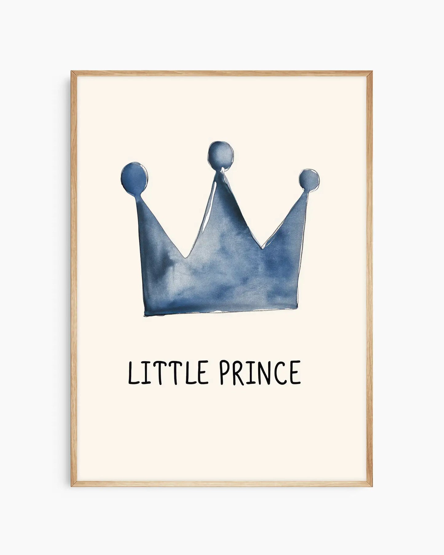 Framed artwork with a blue crown and 'Little Prince' text on a white background