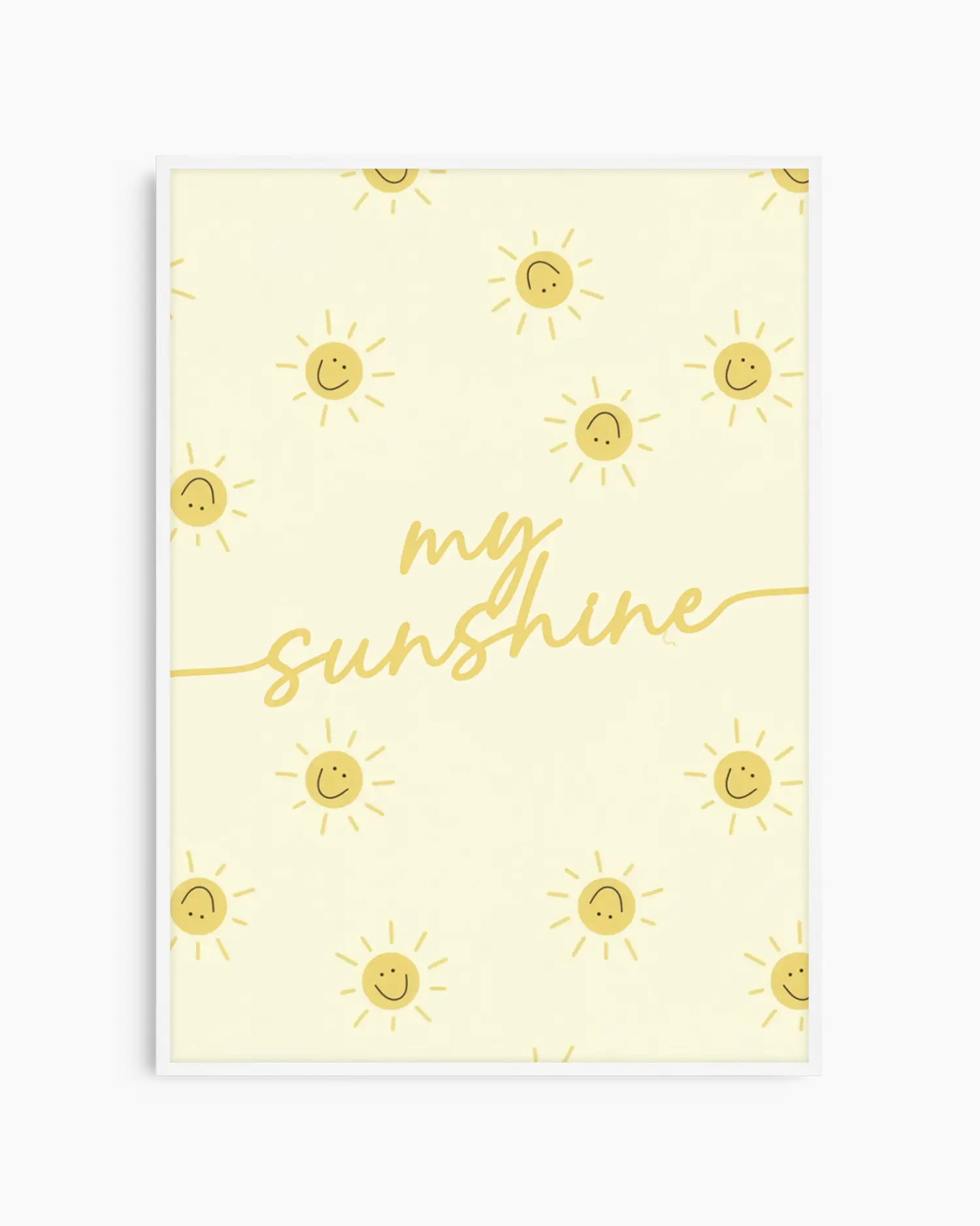 Poster with sun illustrations and 'my sunshine' text on a light yellow background