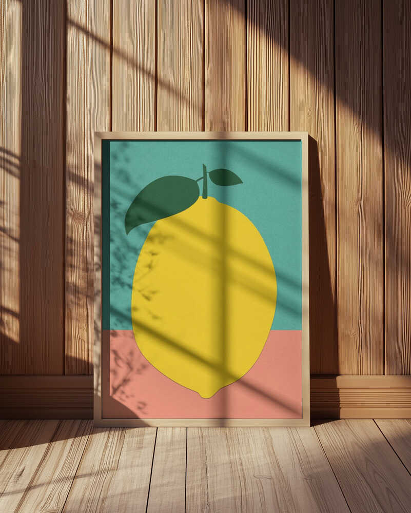 Zitrone mit Zwei Blättern Poster