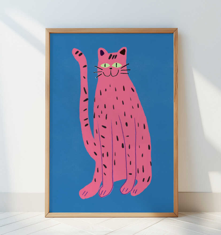 Verspielte Katze Pink Poster