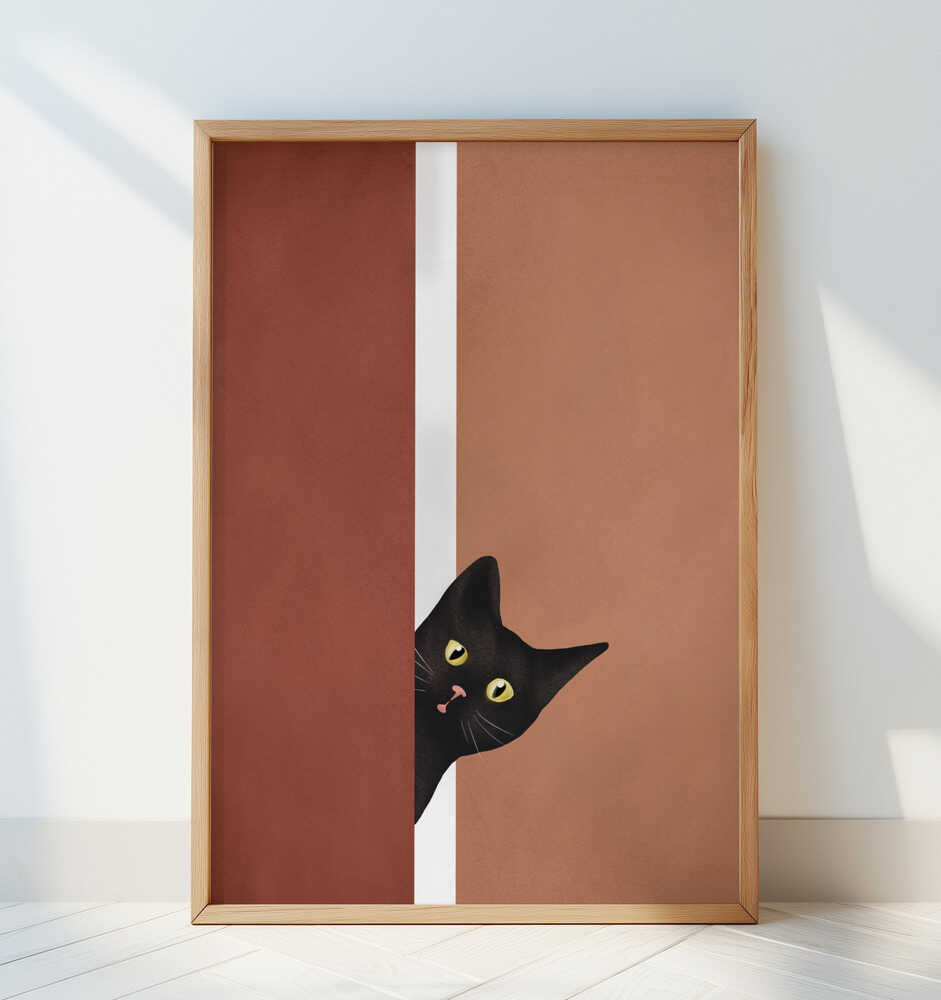 Neugierige Schwarze Katze Poster