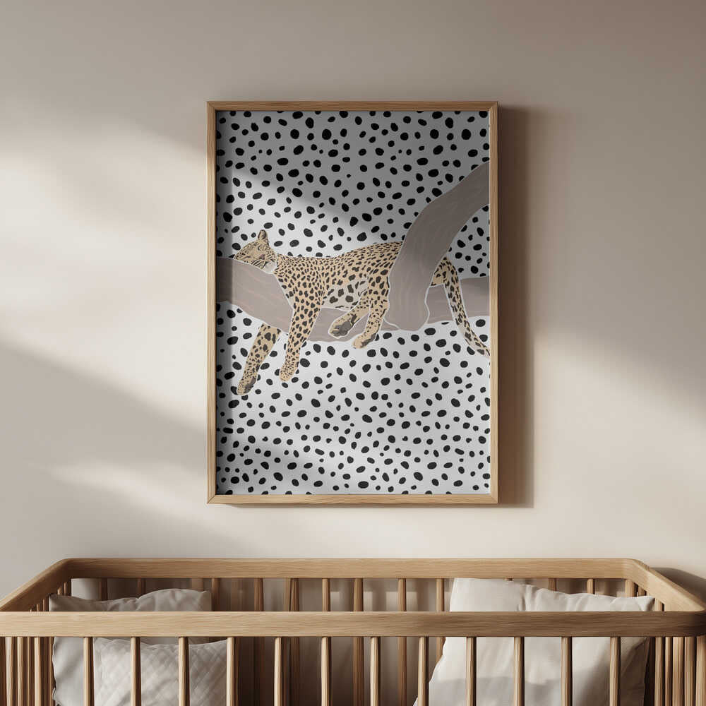 Leopard schläft auf Punkten Poster