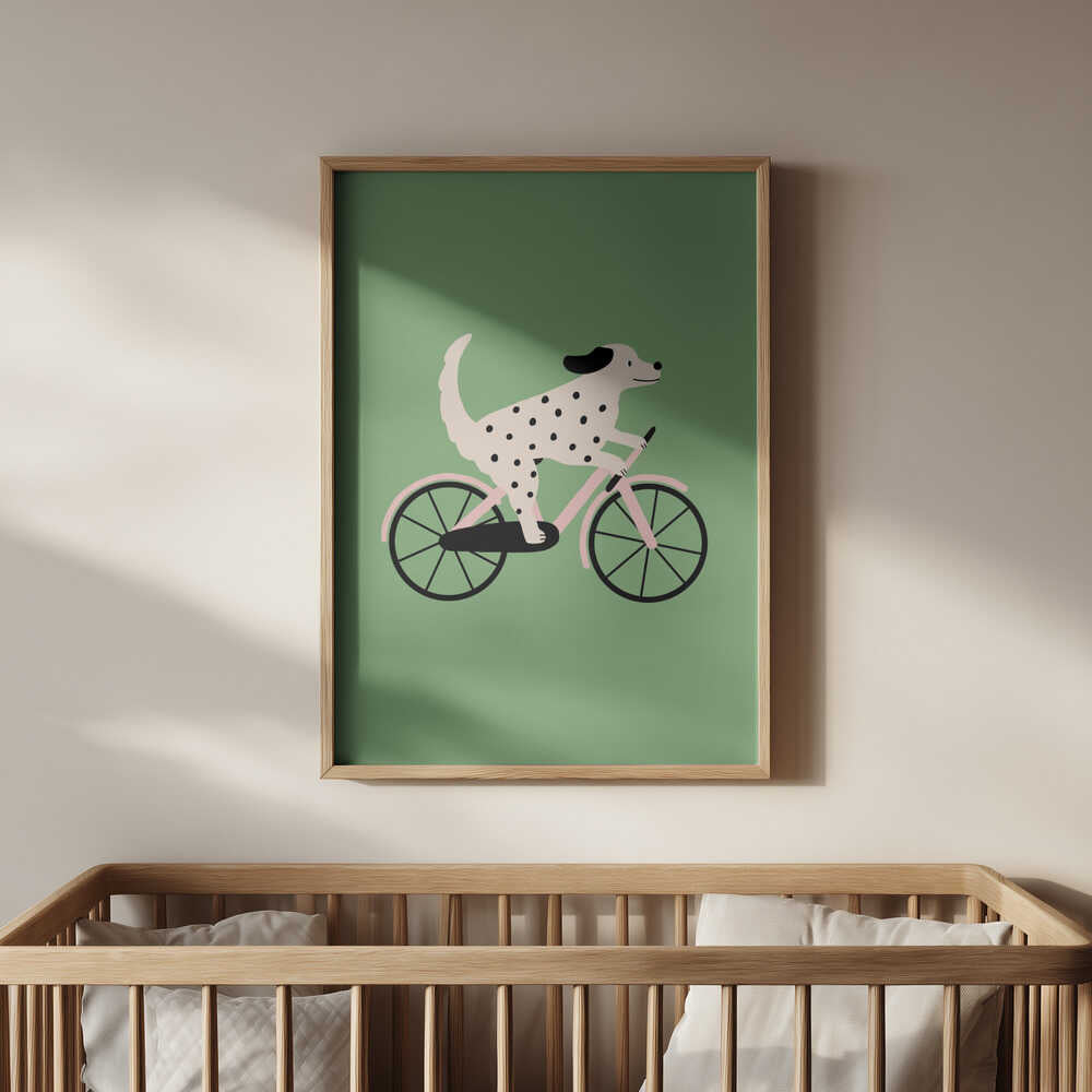 Hund auf dem Fahrrad Poster